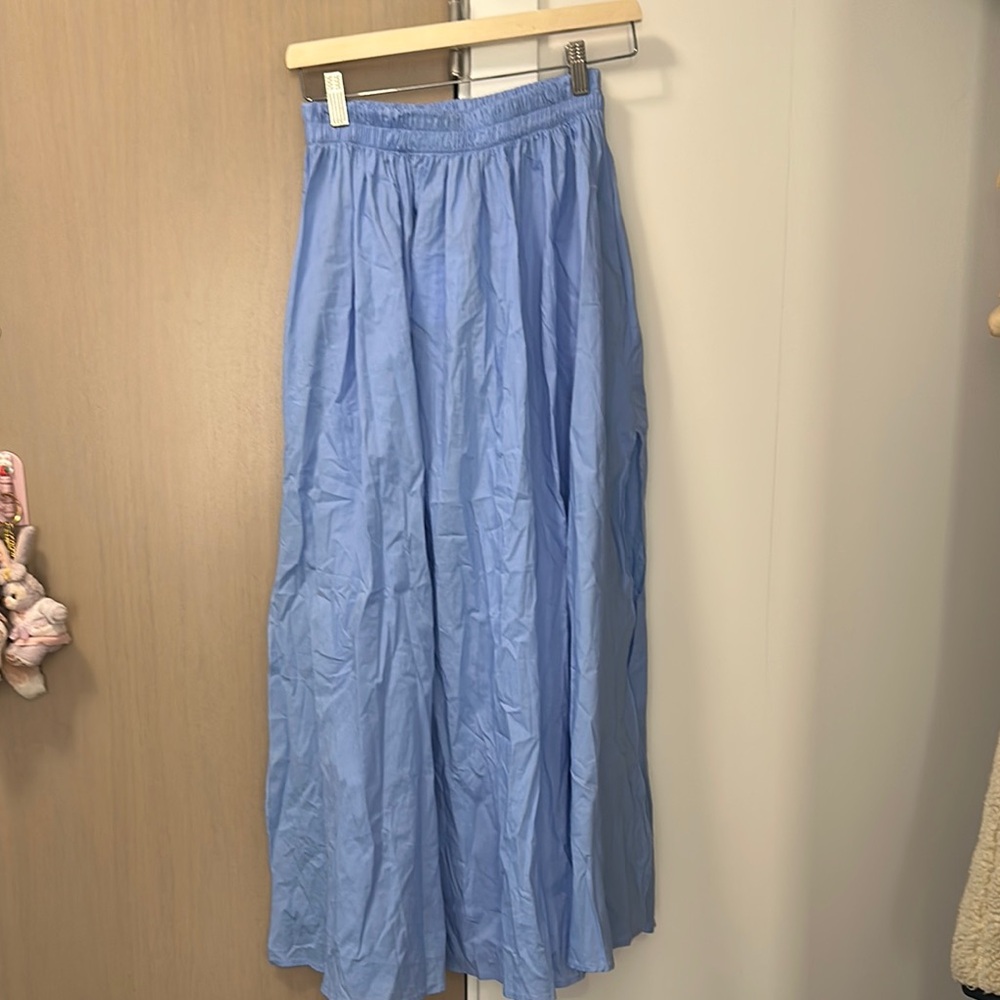 Luminess Blue Pleated Maxi Skirt for Casual Resort Wear